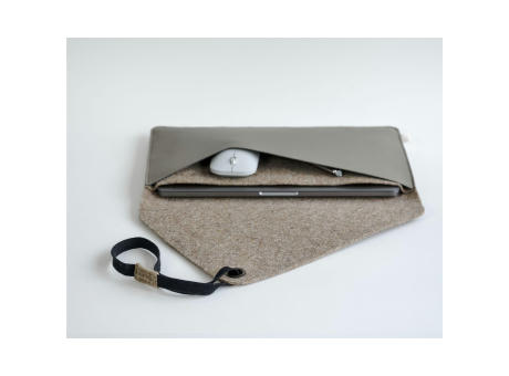 Recycled Felt & Apple Leather Laptop Sleeve 15/16" Werbeartikel