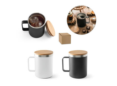 Product image LAUDA. Becher aus 90% recyceltem Edelstahl mit Bambusdeckel 420 mL bedrucken