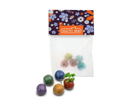 Bunte Mini Flower-Balls mit Samen Werbeartikel