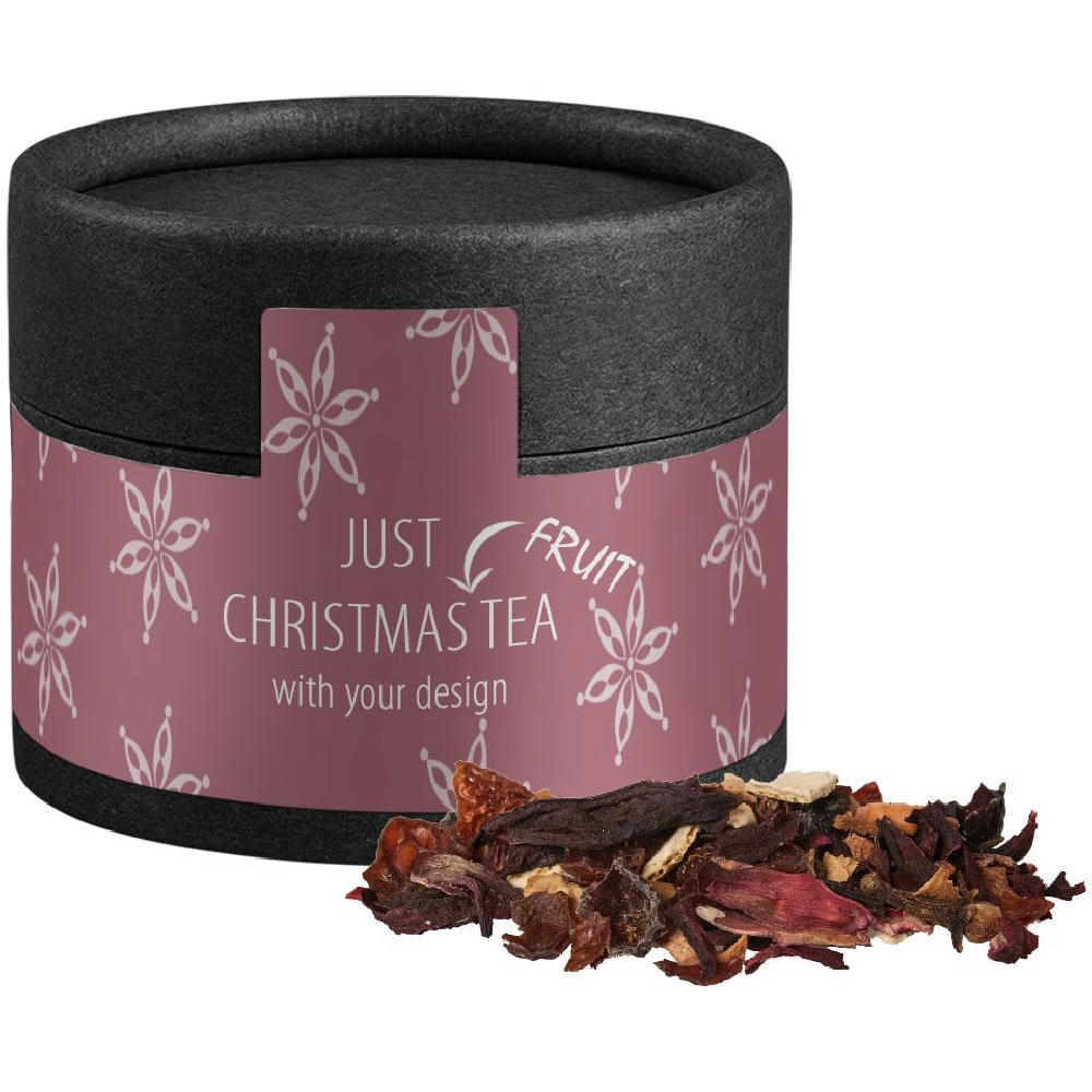 Product image Weihnachts Früchtetee, ca. 25g, Kraftpapierdose Mini schwarz Werbeartikel
