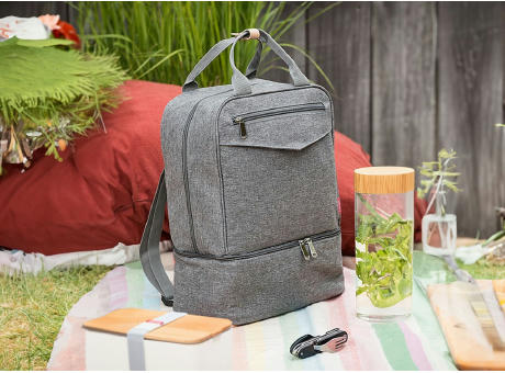 Isothermer Rucksack 'Yari', aus RPET, grau meliert Werbeartikel