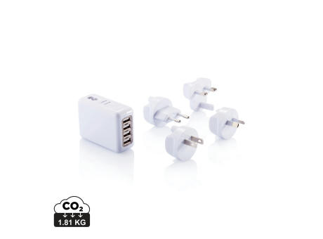 Reiseadapter mit 4fachem USB Anschluss Werbeartikel