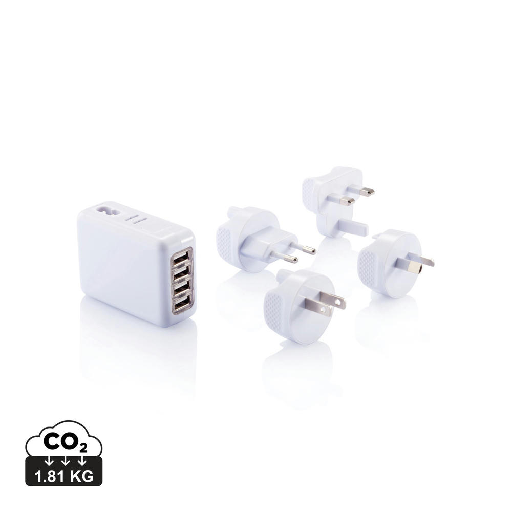 Product image Reiseadapter mit 4fachem USB Anschluss Werbeartikel