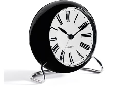 Arne Jacobsen Roman Tischuhr mit Alarmfunktion schwarz Ø11cm bedrucken