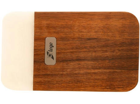 Schneidebrett aus Akazie & weißem Marmor 'Stavanger' (S) Werbeartikel