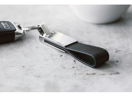 Schlüsselanhänger mit Stahlplatte und Kunsstofflasche Keon bedrucken