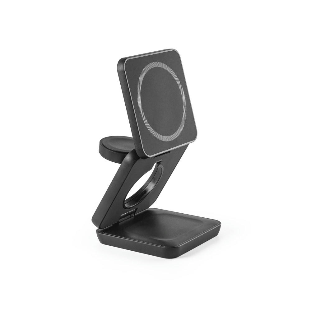 BROGLIE. Superschnelles 15W 3-in-1 magnetisches kabelloses Ladegerät aus Recyceltes ABS (100% rABS) Werbeartikel
