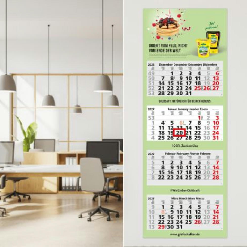 4-Monatskalender Mehrblock Quadro Light 4 mehrsprachig Werbeartikel