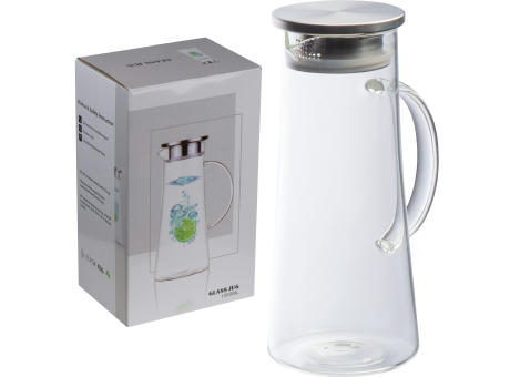 Product image Glaskaraffe mit Edelstahldeckel, 1.350ml Werbeartikel