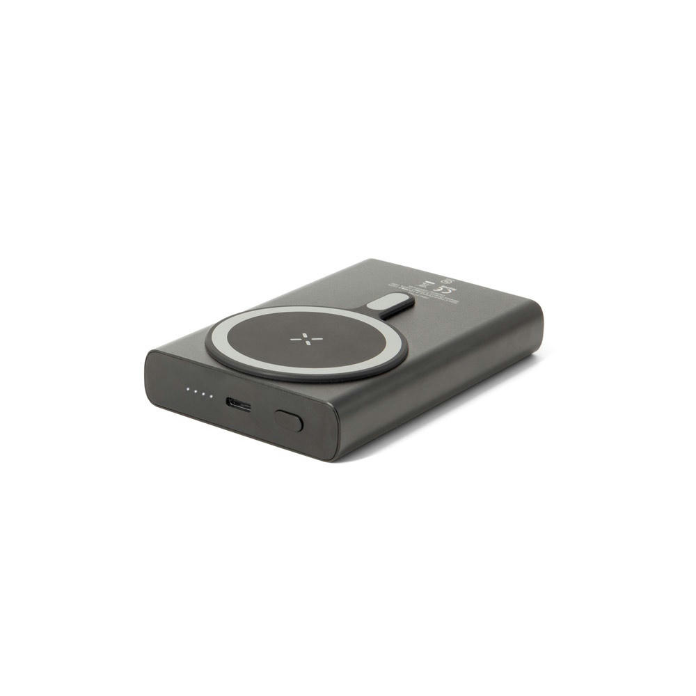WRIGHT 10. Magnetische Powerbank mit Schnellladefunktion aus recyceltem Aluminium und recyceltem ABS, 10'000 mAh Werbeartikel