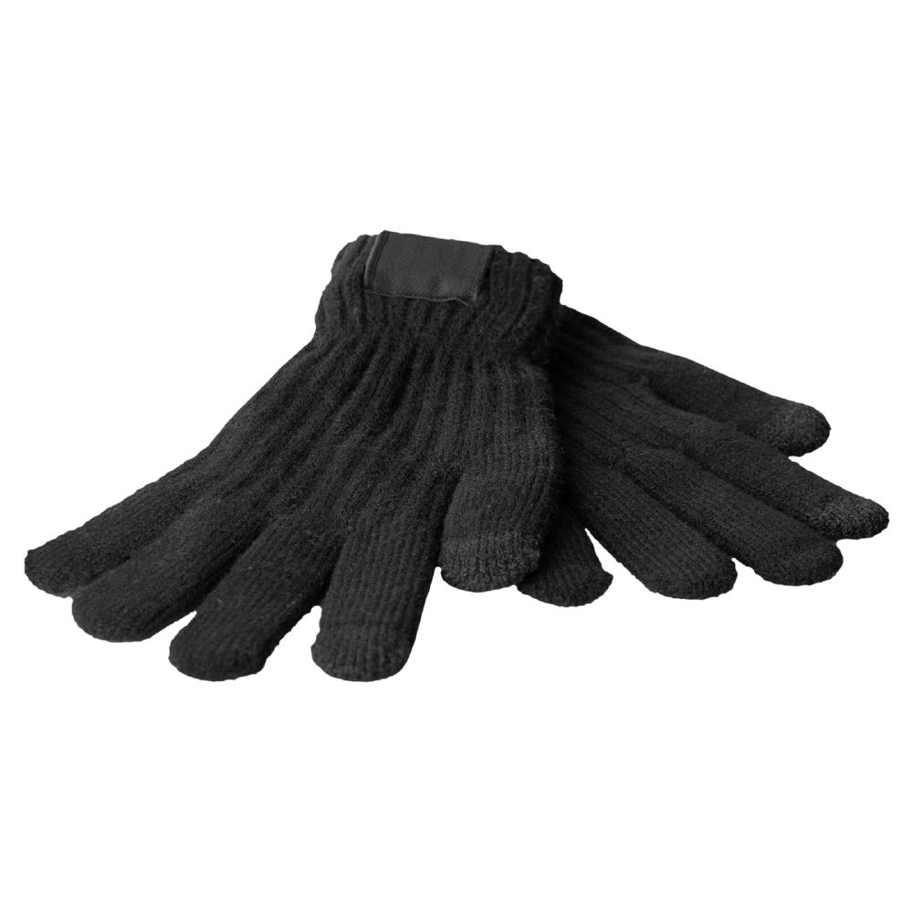 Product image Schwarze Touchscreen-Strickhandschuhe mit Label am Bündchen – Werbeartikel für die kalte Jahreszeit