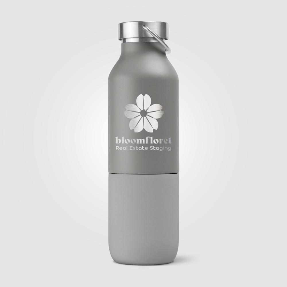Freya Duo - 2-in-1 590 ml Recycling-Edelstahlflasche - Doppelwandig mit 325 ml Becher Werbeartikel