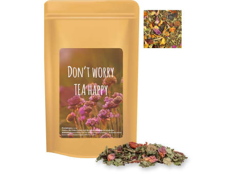 Product image Kräutertee Glücksgefühle, ca. 35g, Standbeutel Midi Werbeartikel