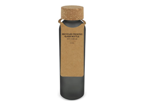 Gefrostete flasche aus recyceltem Glas mit Korkdeckel 500ml bedrucken