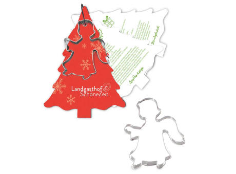 Backförmchen mit Rezeptblock Tannenbaum - Engel Werbeartikel