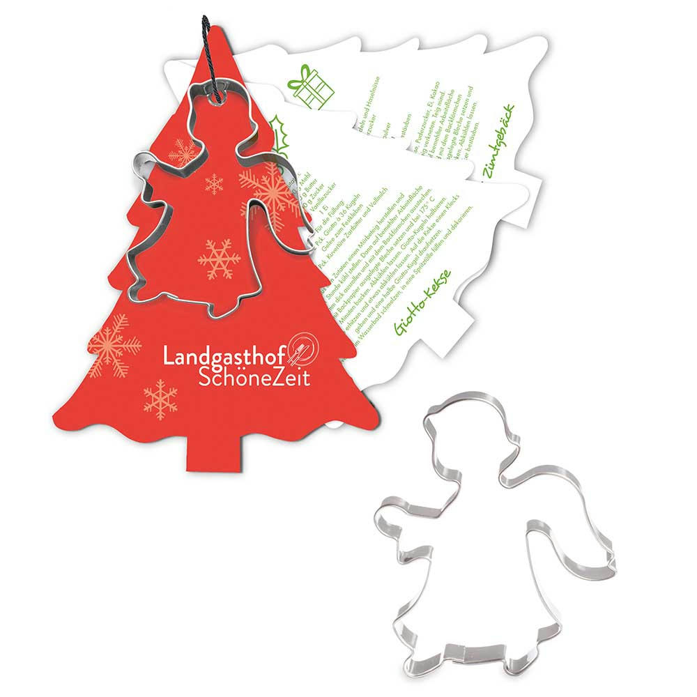 Product image Backförmchen mit Rezeptblock Tannenbaum - Engel Werbeartikel