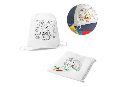 DRAWS. Kinder-Kordelbeutel zum Ausmalen (80 g/m²) bedrucken