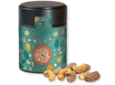 Product image Zimt-Mandel Vanille-Cashew Mix, ca. 100g, Metalldose Midi schwarz bedrucken