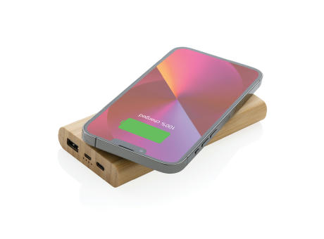 8.000mAh Bambus-Wireless-Powerbank bedrucken