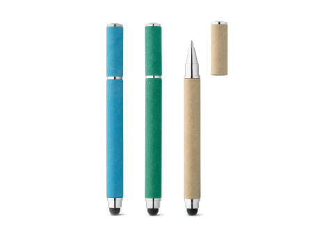 PAPYRUS. Kugelschreiber aus Kraftpapier und ABS mit Touchpen-Spitze Werbeartikel