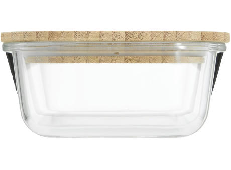 Hitzebeständige Glas-Lunchbox mit Bambusdeckel, Dichtung und 640 ml Volumen Werbeartikel
