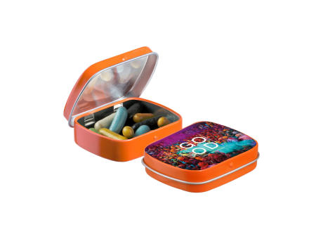 Mini Klappdeckeldose mit Süßigkeiten Werbeartikel