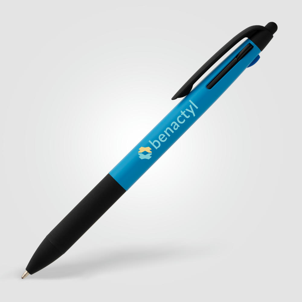 Malta 3-in-1-Kugelschreiber mit Stylus und Neon-Griff aus recyceltem Kunststoff  Werbeartikel