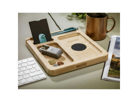Walter Bamboo Single Dock 15W Organizer und Ladegerät Werbeartikel