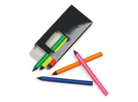MEMLING. Bleistiftbox mit 6 Buntstiften Werbeartikel