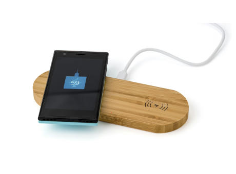 Wireless Ladepad aus Bambus Tatum Werbeartikel