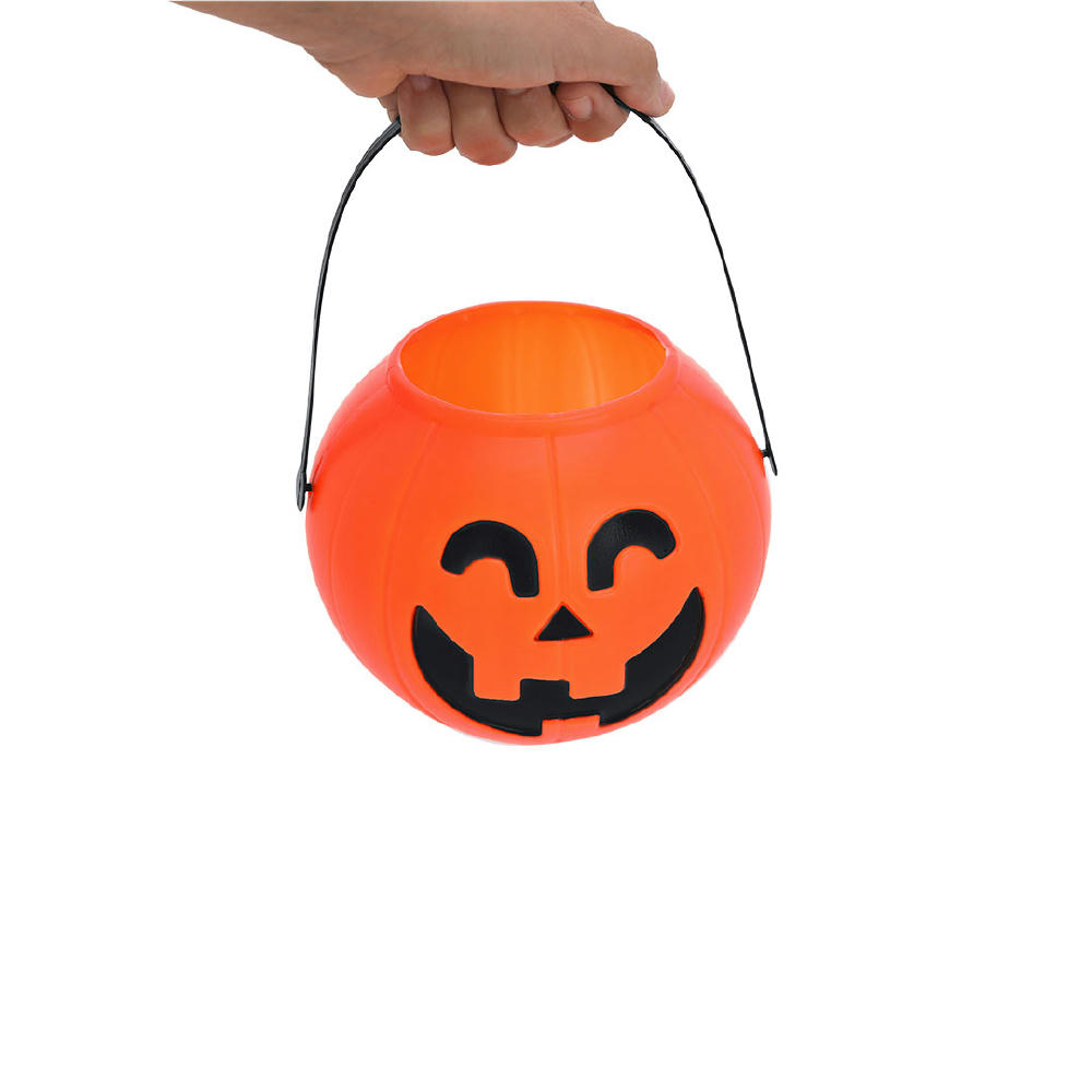 Halloween-Korb Cowel im orangefarbenen Kürbisdesign mit Tragehenkel und bedrucktem Firmenlogo