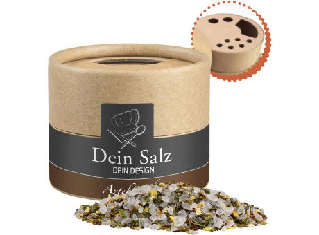 Aztekensalz, ca. 45g, Kraftpapierstreuer Mini Werbeartikel