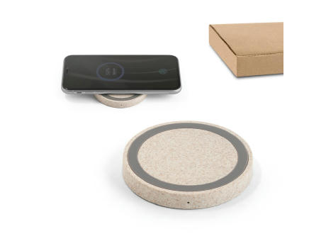 Product image CUVIER. 5W wireless Ladegerät aus ABS und Strohfaser Werbeartikel