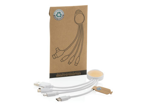 rundes Ontario 6-in-1 Kabel aus RCS recyceltem Kunststoff Werbeartikel