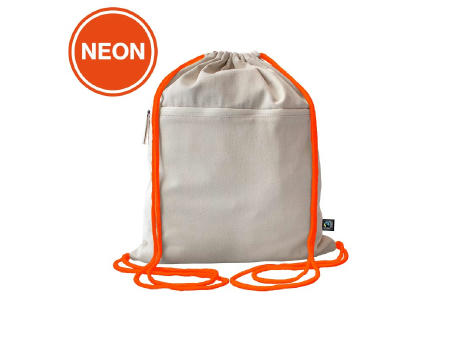 Product image Fairtrade Baumwollrucksack Toni, Kordelfarbe neon orange Werbeartikel