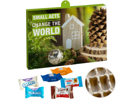 Premium Präsent-Adventskalender "Eco" mit Ritter Sport & Milka Favourites Mix & Kinder Schokolade & Kinder Bueno Mix Werbeartikel