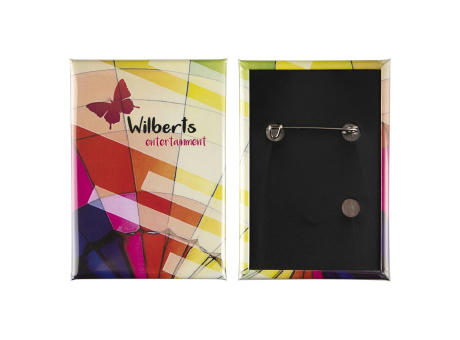 53x78mm rechteckig Hinterseite mit vertikaler Nadel bedrucken