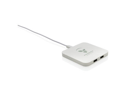 10W Wireless Charger aus RSC recycl. Kunststoff mit Dual-USB Werbeartikel