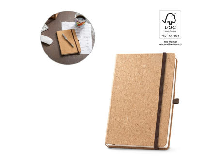 HAWKINS A5. A5 Notizblock aus Kork mit unlinierten Seiten aus FSC™-zertifiziertem Material und anderen kontrollierten Materialien Werbeartikel