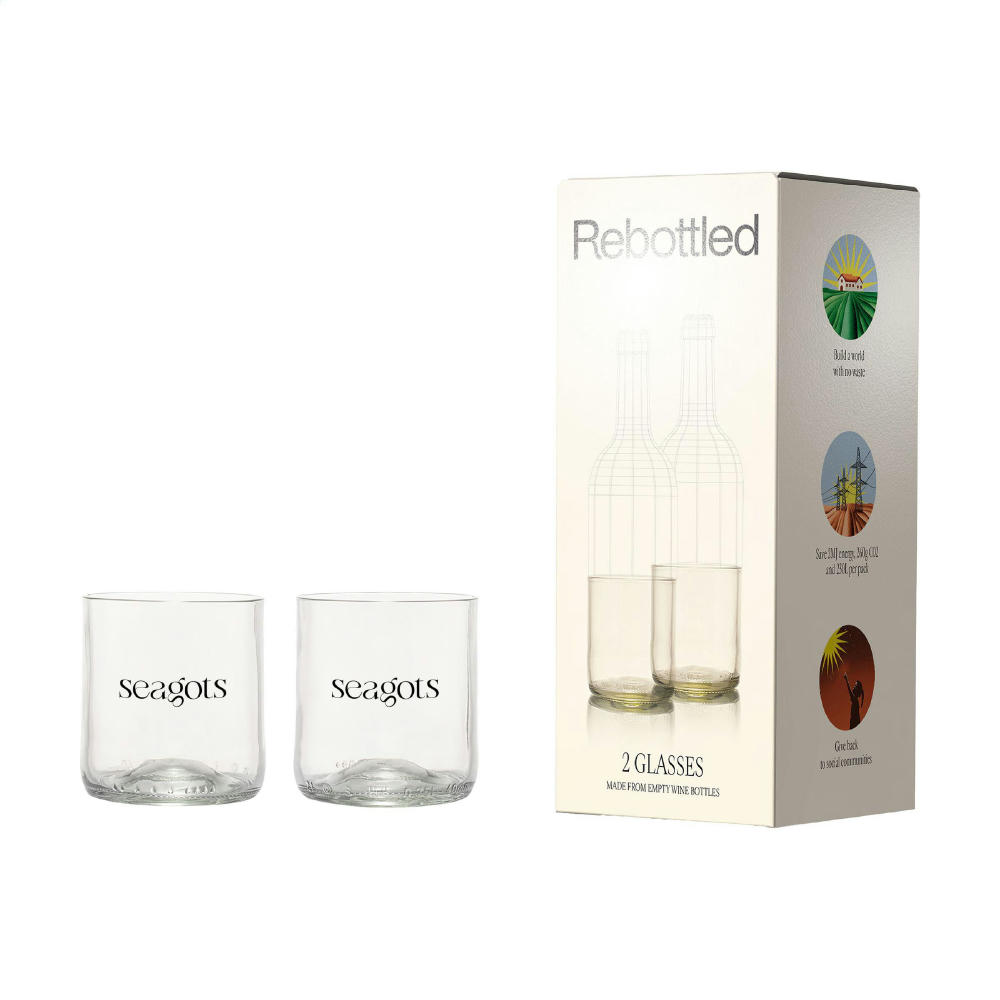 Rebottled® Short Tumbler 2-pack Trinkgläsern Werbeartikel