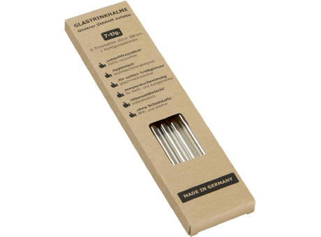 Product image Strohhalm-Set aus 6 Glas-Trinkhalmen mit Reinigungsbürste Werbeartikel