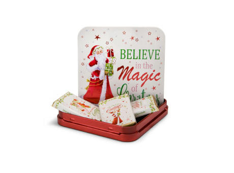 Geschenkartikel / Präsentartikel: Schokoladendose Weiße Weihnacht Werbeartikel