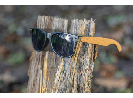 Sonnenbrille aus GRS recyceltem PC-Kunststoff mit Kork bedrucken