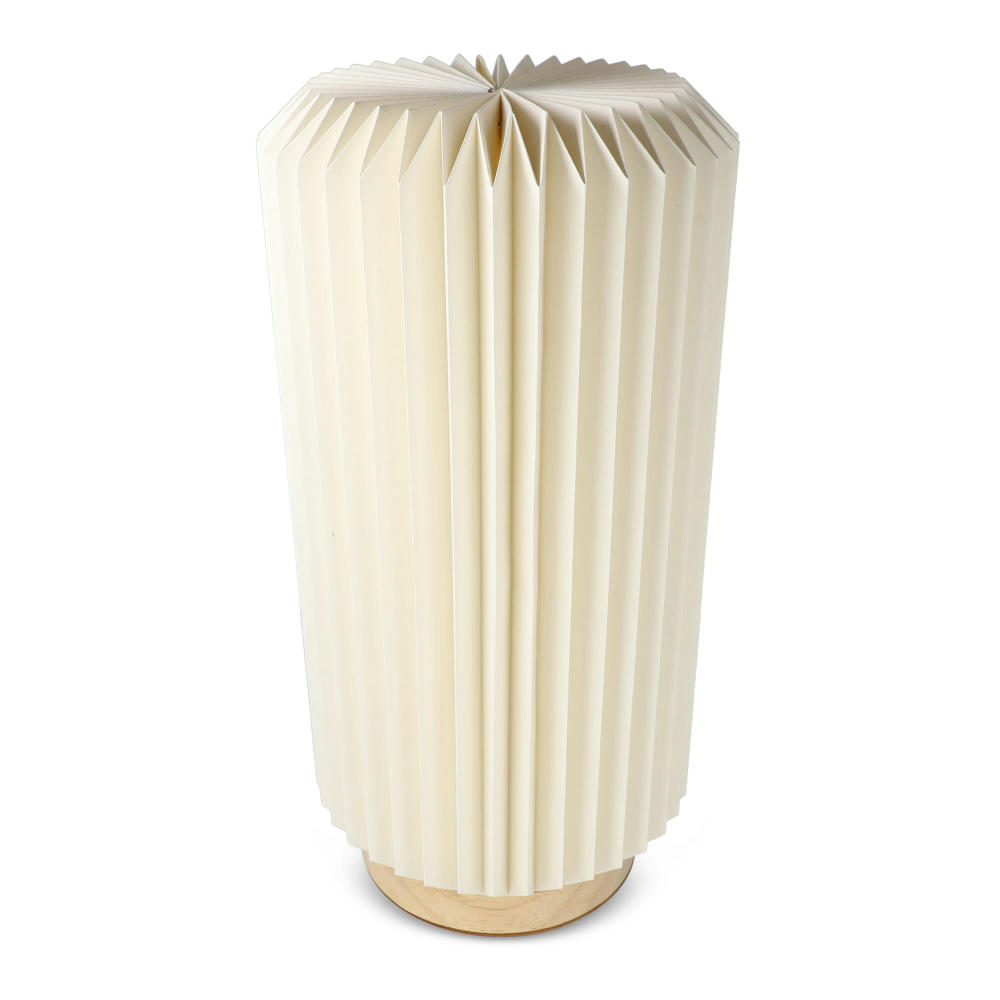 Coollux faltbare Papier-LED-Lampe Aurora Tall auf Holzsockel, 32cm Werbeartikel