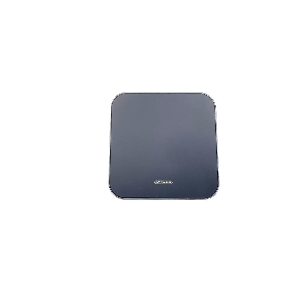 Product image Wireless Charger LED-Rand eckig 15W Schwarz/Schwarz gummiert (matt) Werbeartikel