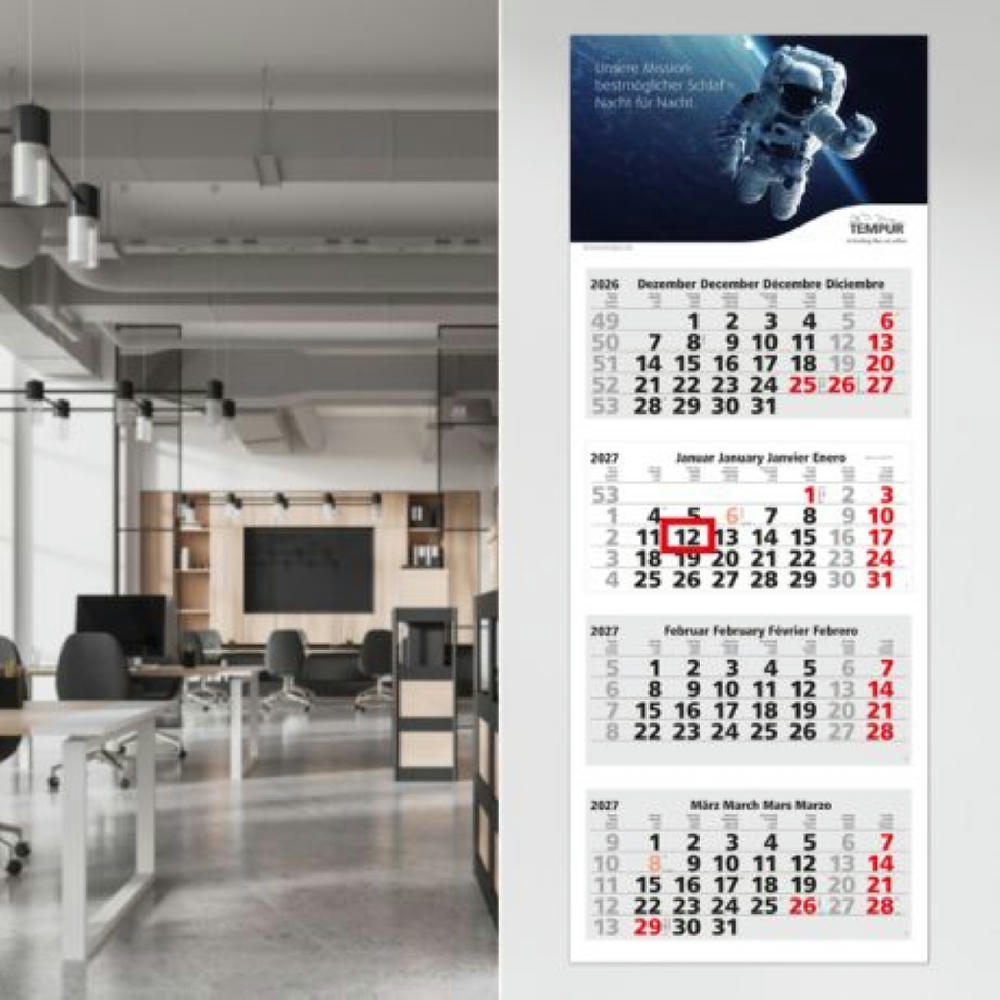 4-Monatskalender Mehrblock Forum Light 4 Werbung am Kopf Werbeartikel