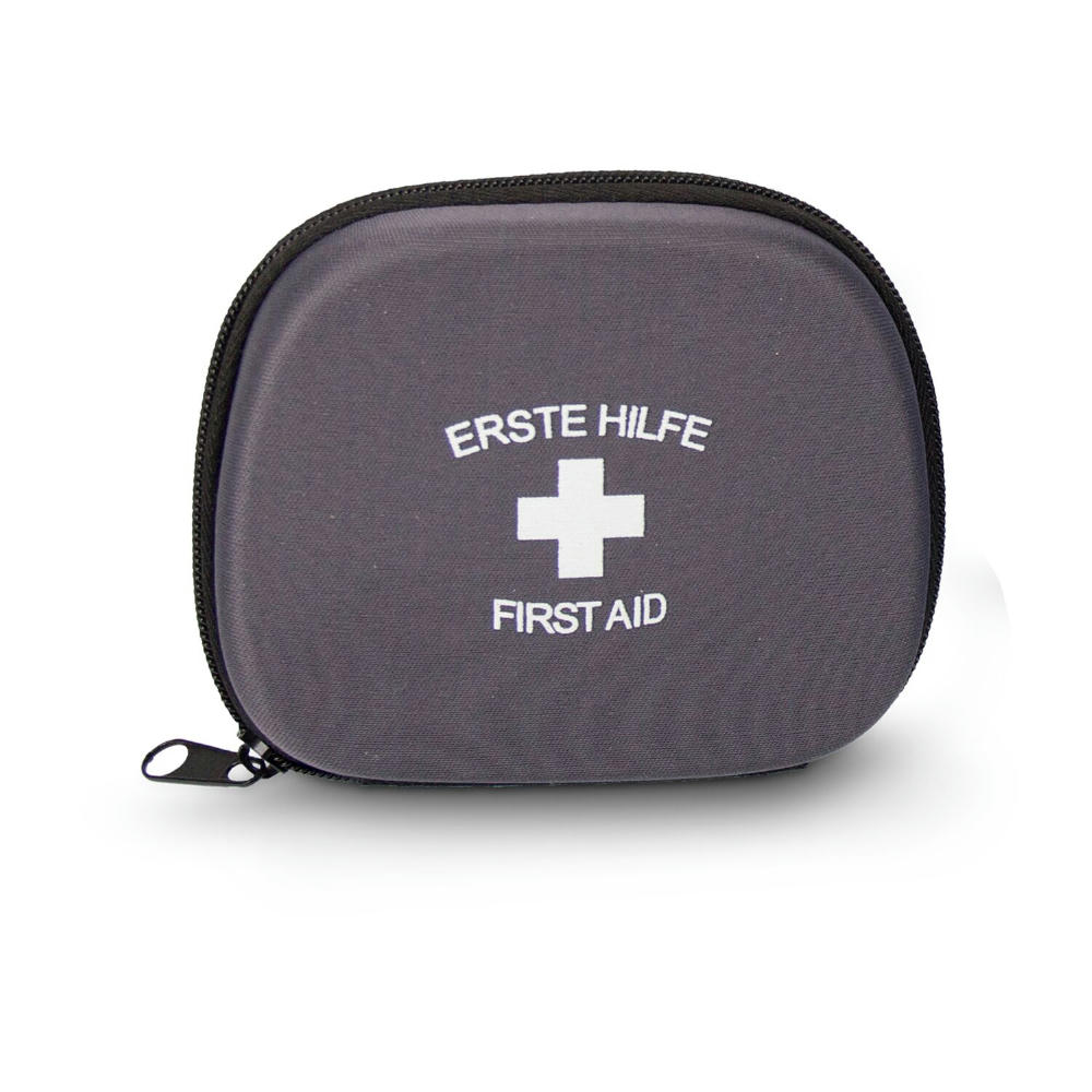 First Aid Kit grau - Erste Hilfe Set, 12-teilig, deutsche Markenware Werbeartikel