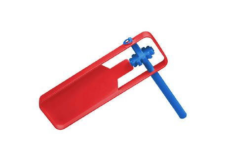 Grundfarbe rot, Griff blau