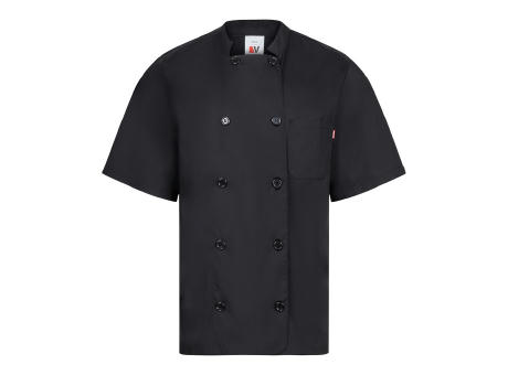 VL DURGA. Kurzärmelige Kochjacke aus Popeline (110 g/m²) aus Baumwolle (35 %) und Polyester (65 %) Werbeartikel