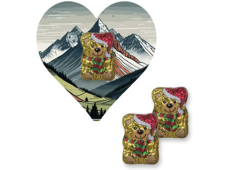 Product image Schoko-Weihnachtsbärchen, ca. 7g, Flyer Mini Herzform bedrucken